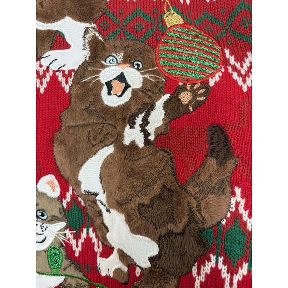 Celebrate Together Ugly Sweater Cats Fair Isle Festive Christmas Holiday Large - Picture 4 of 10